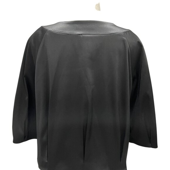 Apostrophe Petite Black Satin Button Front Blouse XLP Elegant Retro Silky Office - Picture 5 of 11